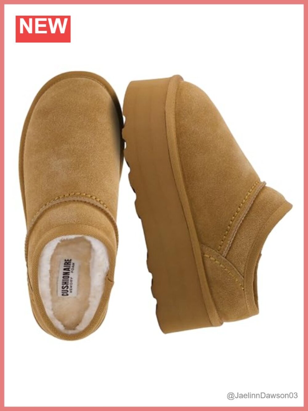 Genuine Suede Platform Mule Slippers with Faux Fur Lining Memory Foam, 2-Inch